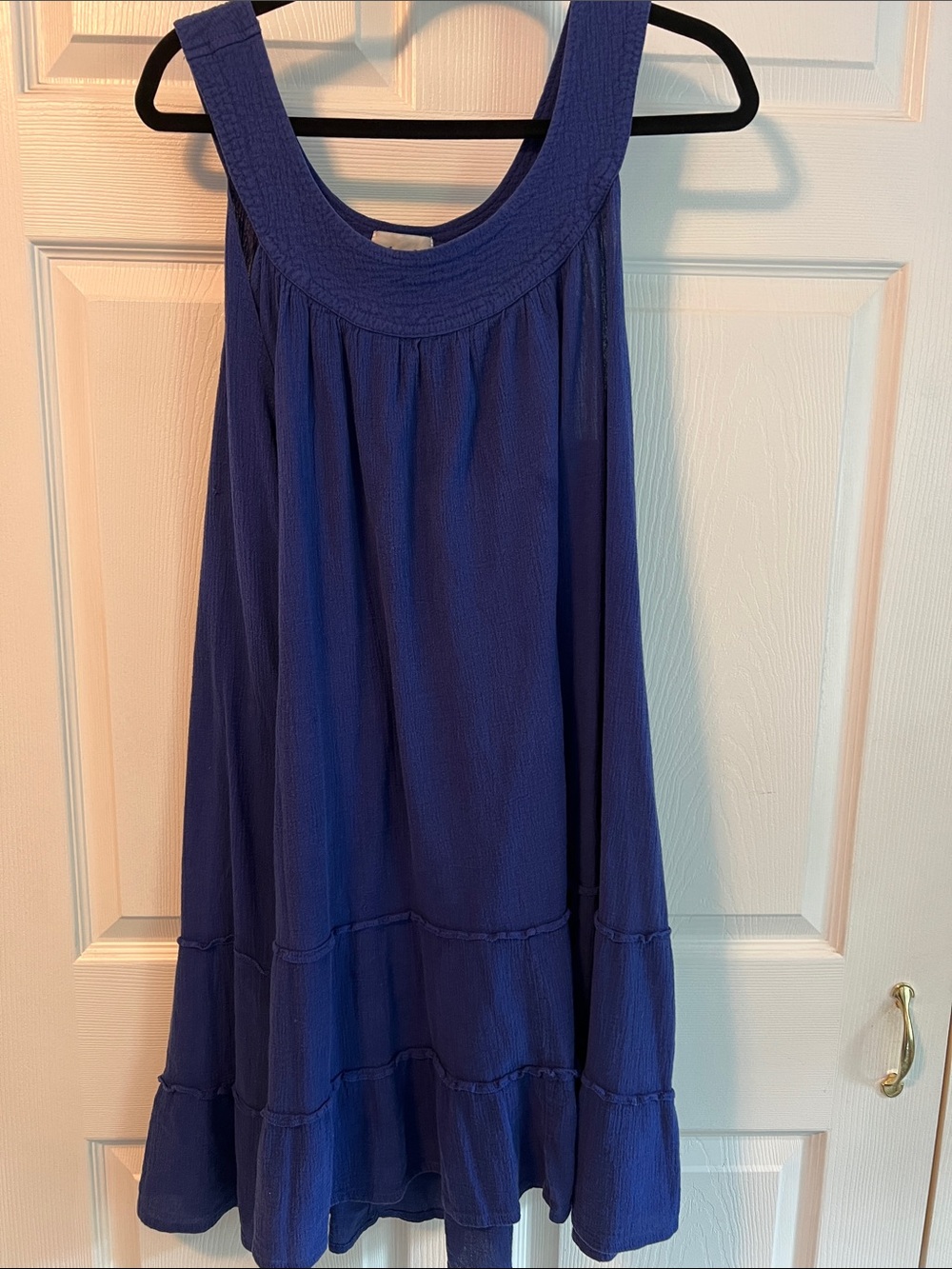Bohemian style Sleeveless 100% Cotton A-Line Dress in Blue/Dark purple - cool!